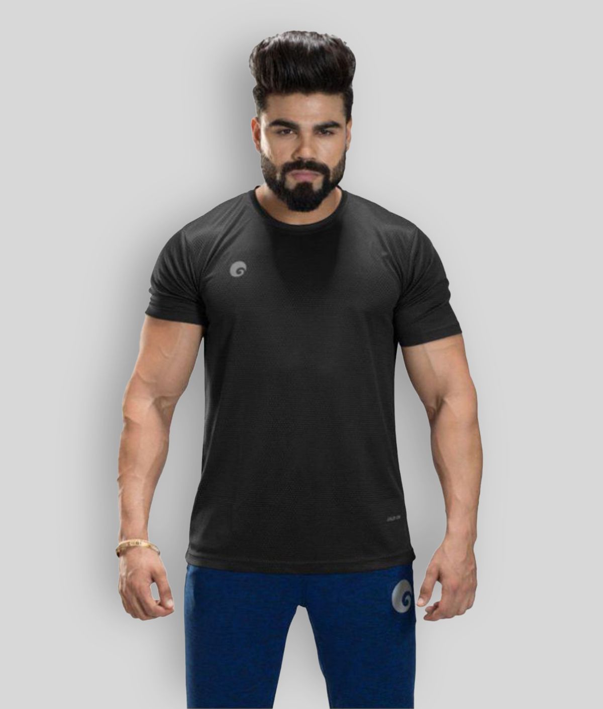     			Omtex - Black Polyester Regular Fit Men's Sports T-Shirt ( Pack of 1 )