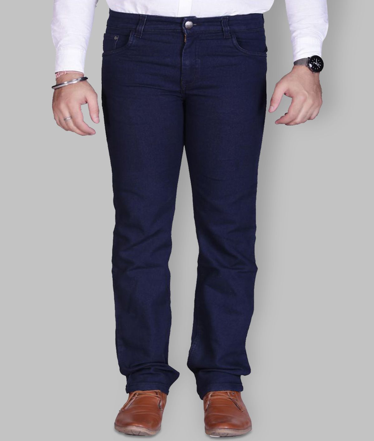 PRANKSTER - Navy Blue 100% Cotton Regular Fit Men's Jeans ( Pack of 1 )