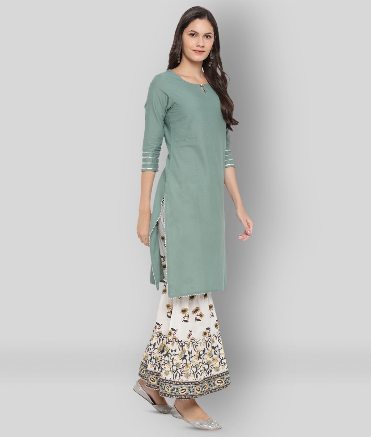     			Vbuyz - Sea Green Straight Cotton Women's Stitched Salwar Suit ( Pack of 1 )