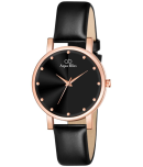 AQUA BLISS - Black Leather Analog Womens Watch