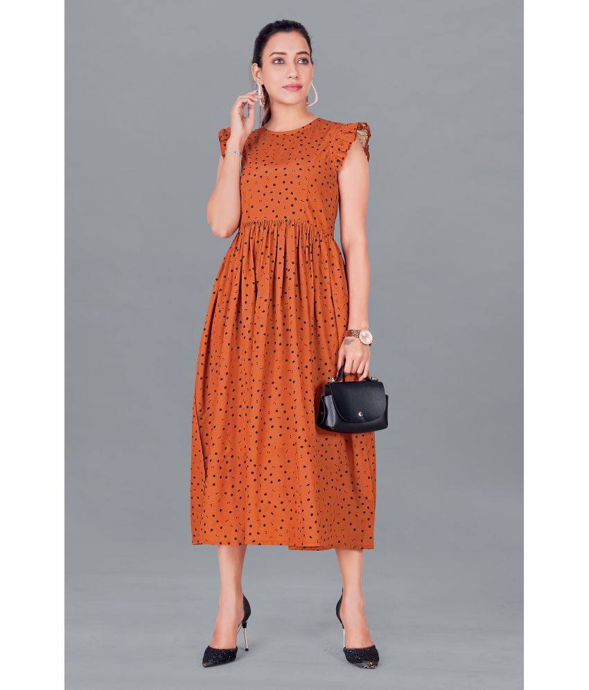     			Fashion Dream - Rust Polyester Blend Women's Fit & Flare Dress ( Pack of 1 )