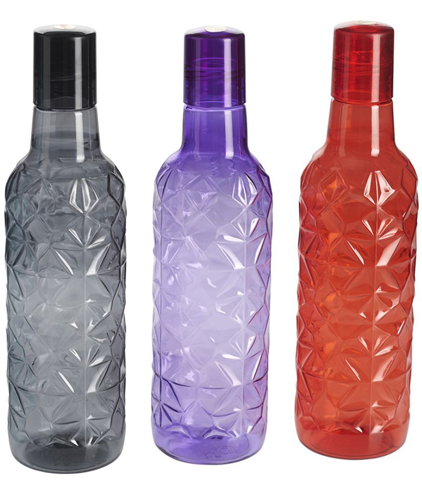     			HOMETALES Multi Colour Fridge Water Bottle, Pack of 3 (1000 ml each)