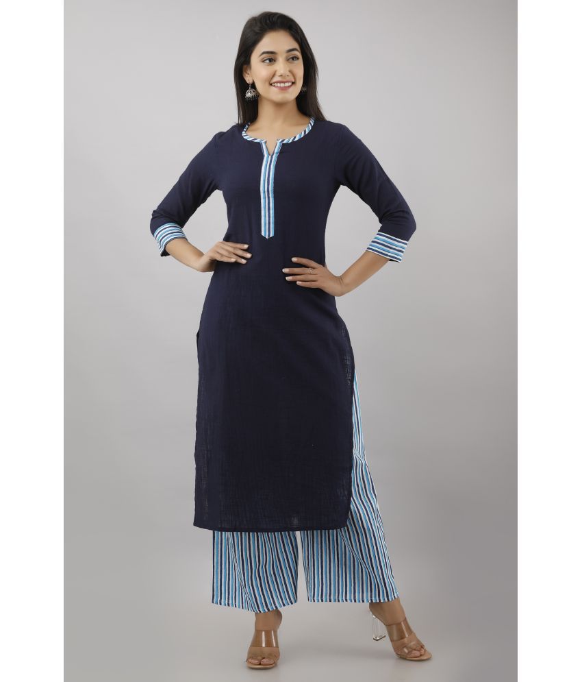    			JAIPUR VASTRA - Blue Straight Cotton Blend Women's Stitched Salwar Suit ( Pack of 1 )