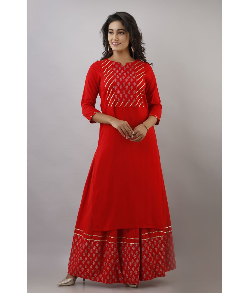     			JAIPUR VASTRA - Red Straight Rayon Women's Stitched Salwar Suit ( Pack of 1 )