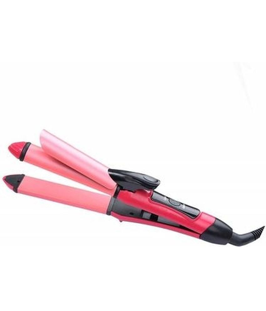     			JGJ - 2 In 1 Hair Curler Pink Hair Straightener