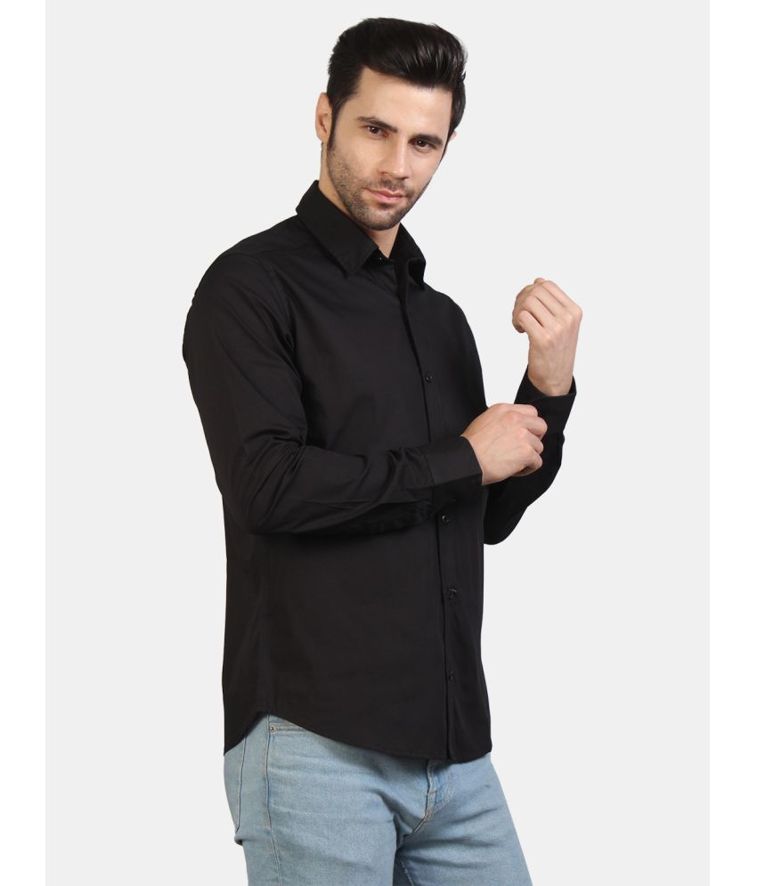     			Life Roads 100 Percent Cotton Black Solids Party wear Shirt Single Pack