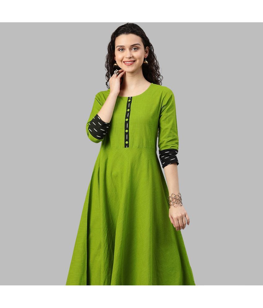     			Yash Gallery - Green Cotton Women's Flared Kurti ( Pack of 1 )