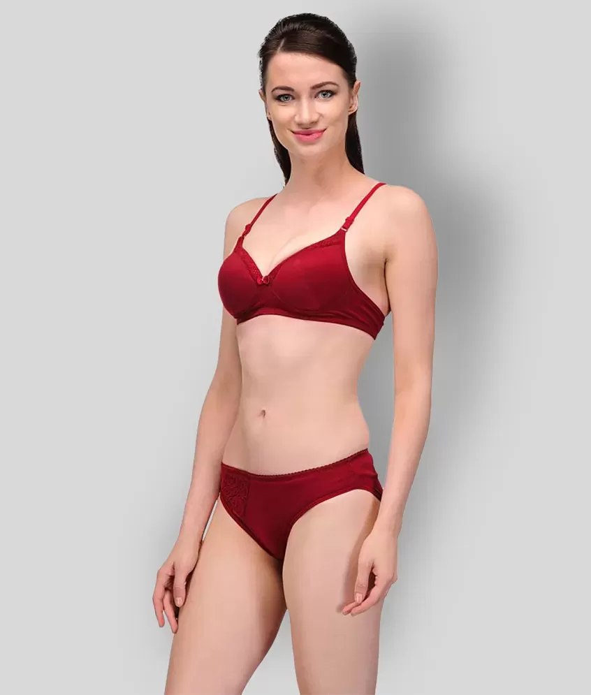 Non-Padded Red Cotton Bra Panty Set, Size: 34B at Rs 80/set in New Delhi