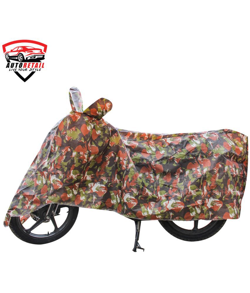     			AutoRetail - Jungle Dust Proof Two Wheeler Polyster Cover With (Mirror Pocket) for Boxer ( Pack of 1 )