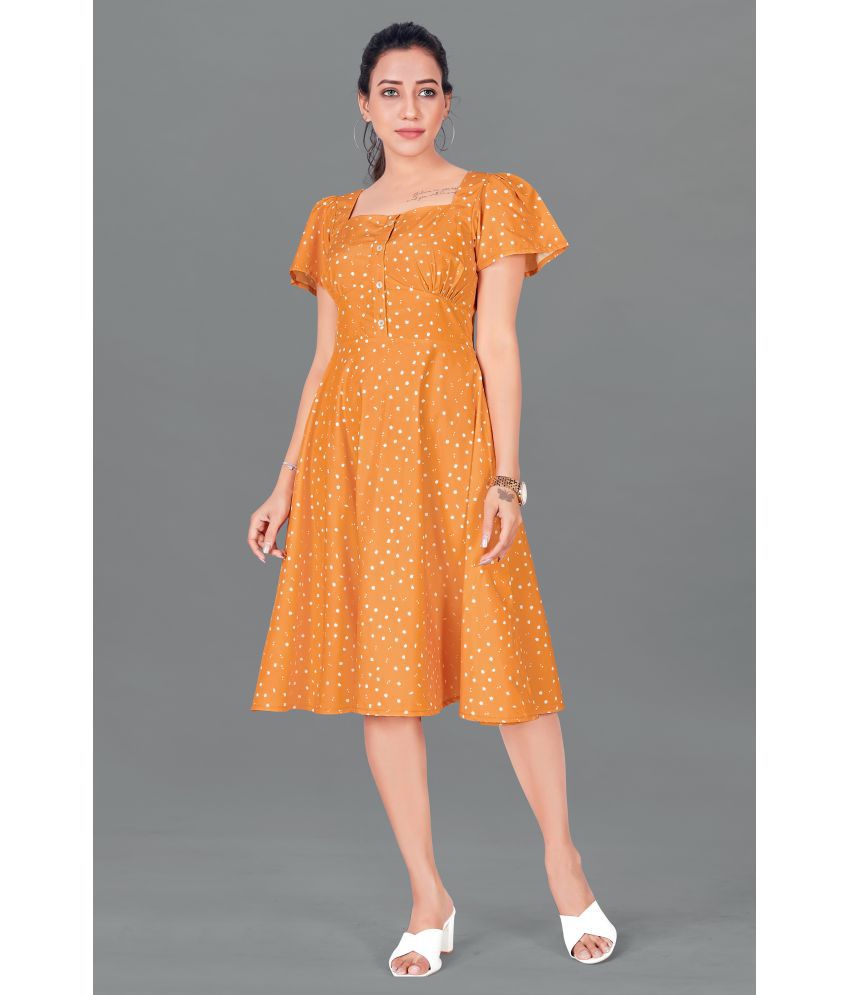     			Fashion Dream - Orange Polyester Blend Women's Fit & Flare Dress ( Pack of 1 )