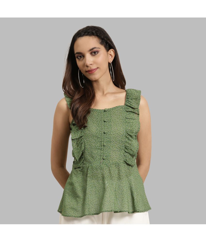     			Yash Gallery - Green Cotton Women's Empire Top ( Pack of 1 )