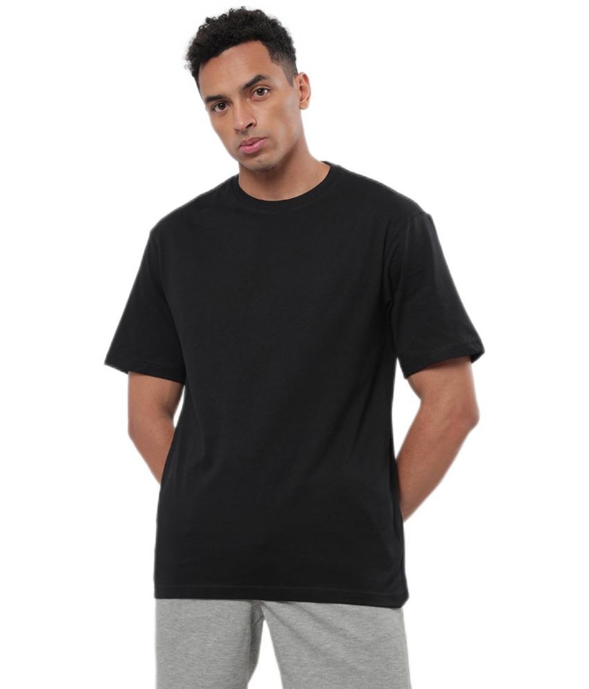     			Bewakoof - Black Cotton Oversized Fit Men's T-Shirt ( Pack of 1 )