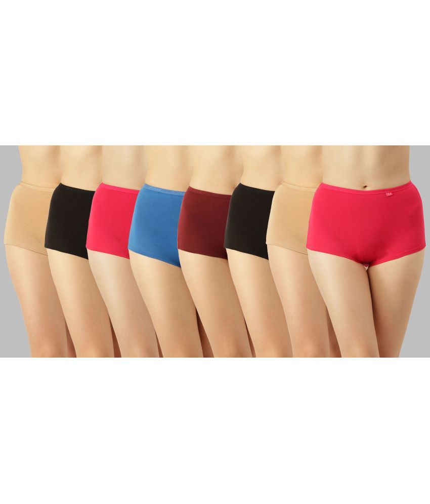     			Dollar Missy Pack of 8 Cotton Solid Women's Boy Shorts ( Multi Color )