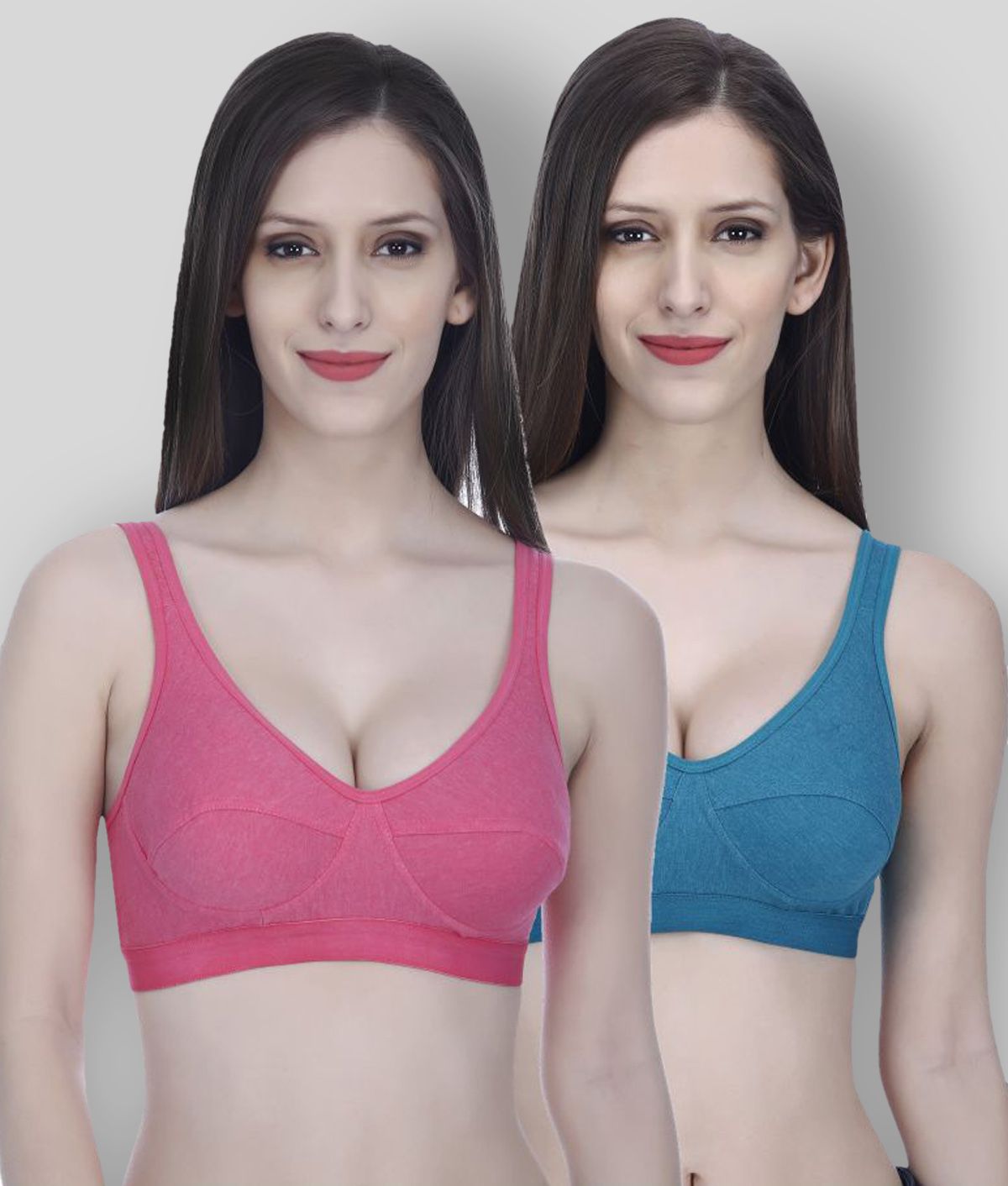     			Elina Pack of 2 Cotton Non Padded Women's Sports Bra ( Multi Color )