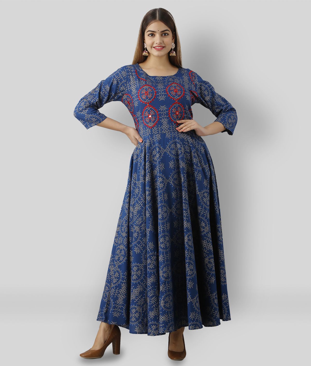     			Lee Moda - Blue Rayon Women's Anarkali Kurti ( Pack of 1 )