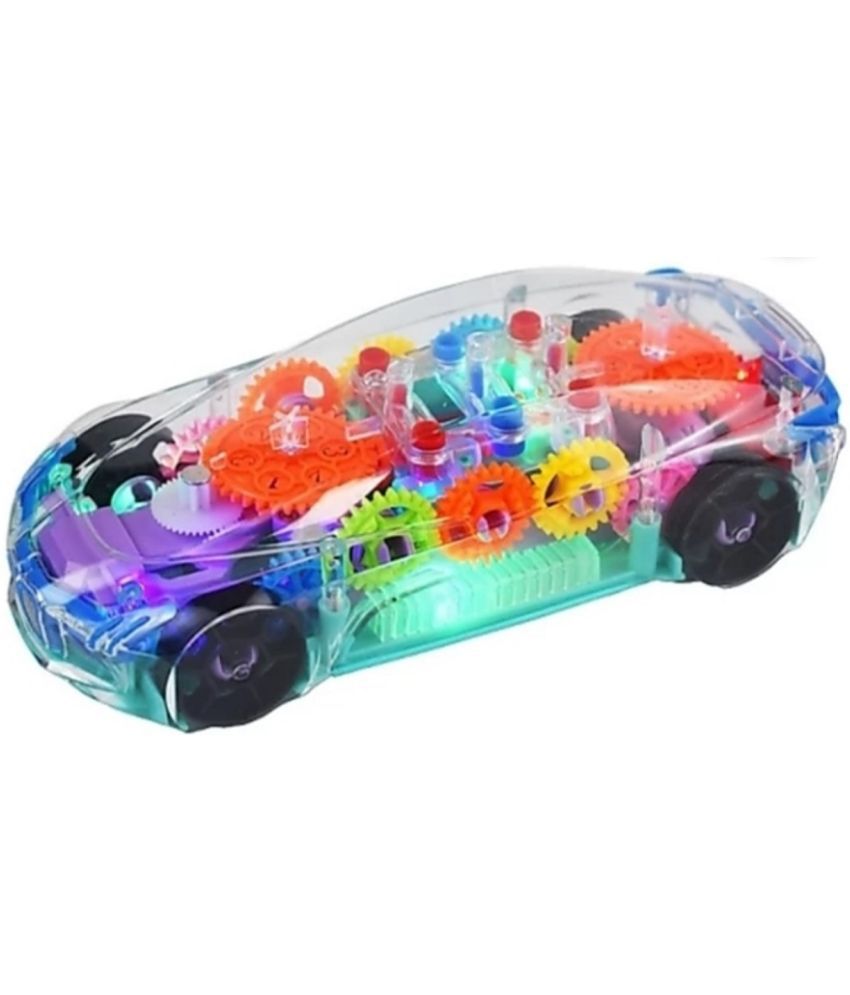 3D Transparent Car with 360 Degree Rotation | Gear Simulation Mechanical Car with Light & Sound | Car Toy for Kids (car)