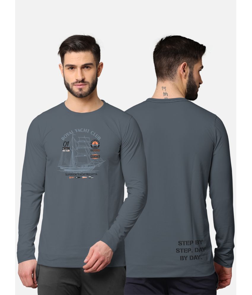     			BULLMER - Dark Grey Cotton Blend Regular Fit Men's T-Shirt ( Pack of 1 )