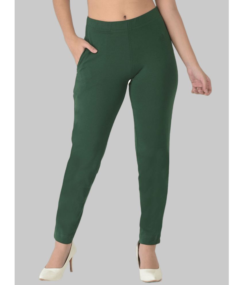     			Dollar Missy - Green Cotton Regular Women's Casual Pants ( Pack of 1 )