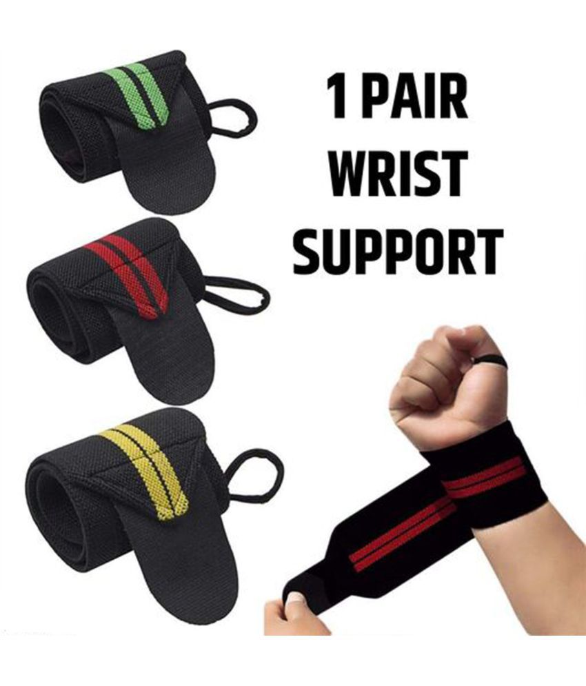     			Wrist Support with Thumb Loop Double Color for Gym Fitness (1 Pair)