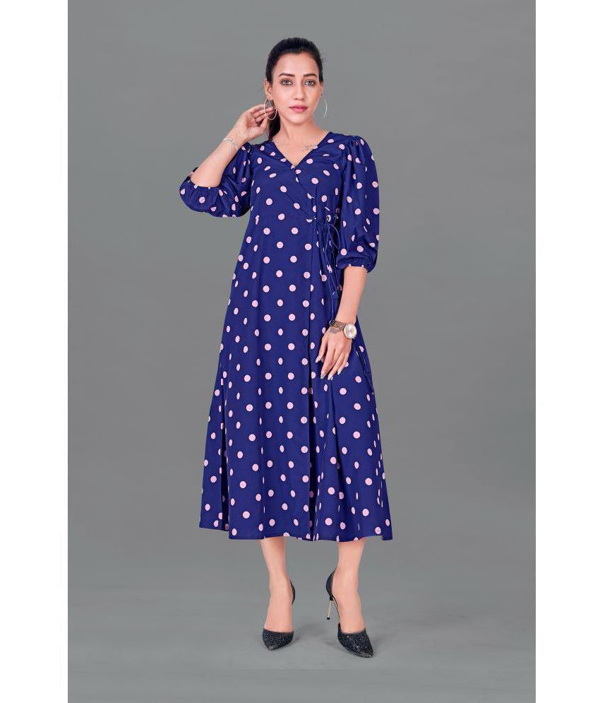     			Fashion Dream - Navy Blue Polyester Blend Women's Wrap Dress ( Pack of 1 )