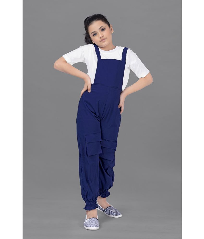     			Fashion Dream - Navy Blue Polyester Girls Top With Dungarees ( Pack of 1 )