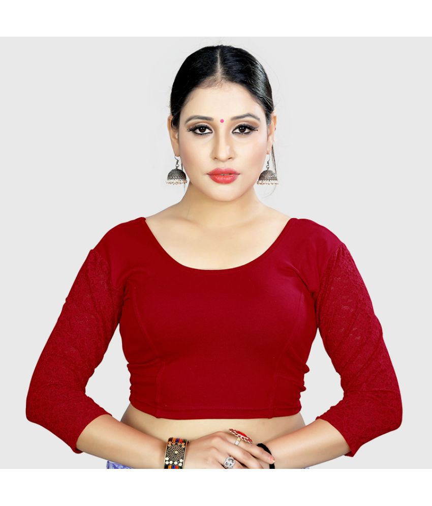     			NIKXTEX - Maroon Readymade without Pad Cotton Blend Women's Blouse ( Pack of 1 )