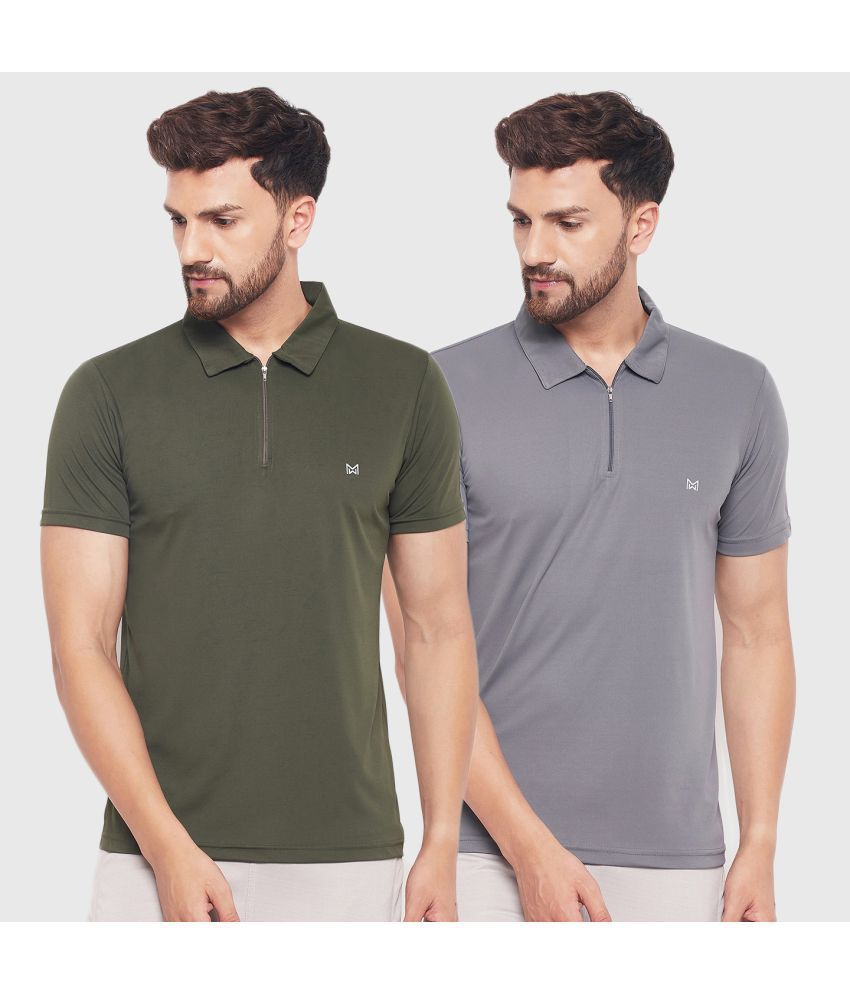     			White Moon - Green Polyester Regular Fit Men's Sports Polo T-Shirt ( Pack of 2 )