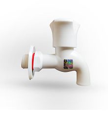 White PVC Plastic Bibcock/Water Tap for Kitchen,Wash Basins,Bathroom Plastic (ABS) Bathroom Tap (Bib Cock)