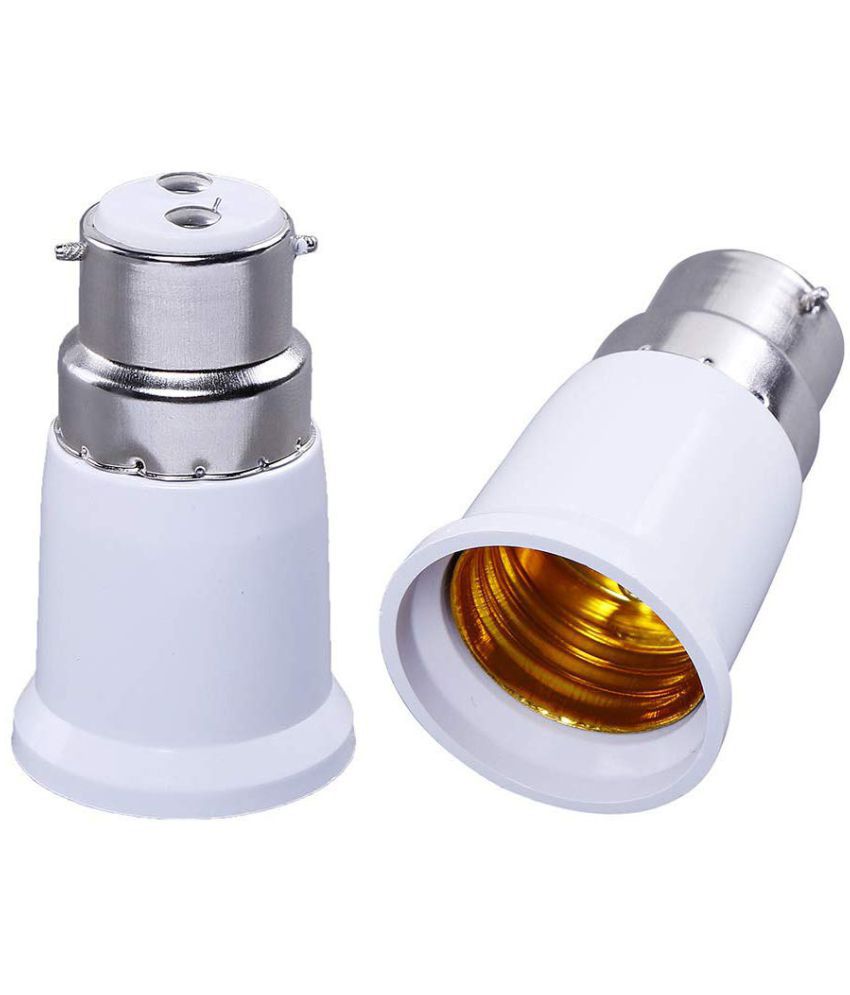 HIRU B22 to E27 Lamp Base Socket Ceramic Lamp Holder Light Bulb Adapter Converter(Set of 2, White)