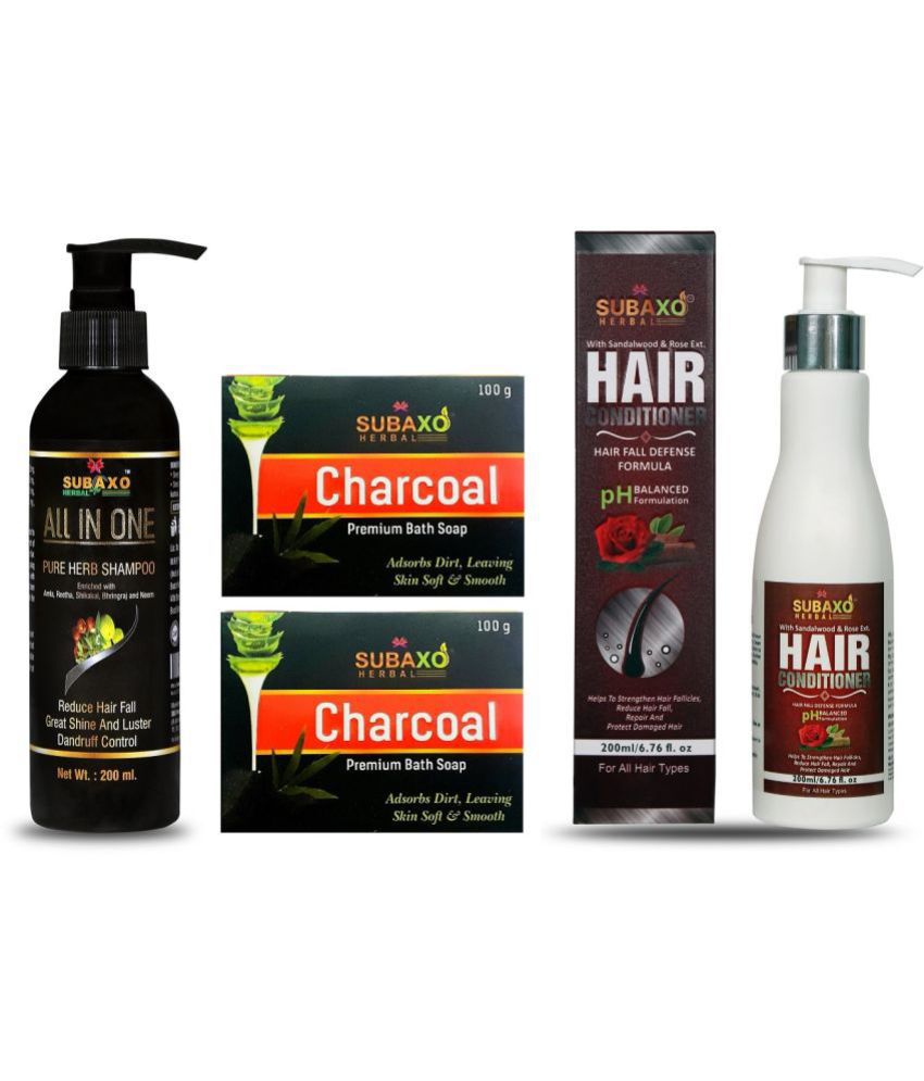     			Ayurvedic All In One Pure Herb Shampoo | Prevents Hair Fall | 200 Ml & Charcoal Beauty Soap (2 pc) Each 100 G & Herbal Hair Conditioner | Strong & Silky Hair| 200 ml -Combo Pack For Women, Men, Girls & Boys