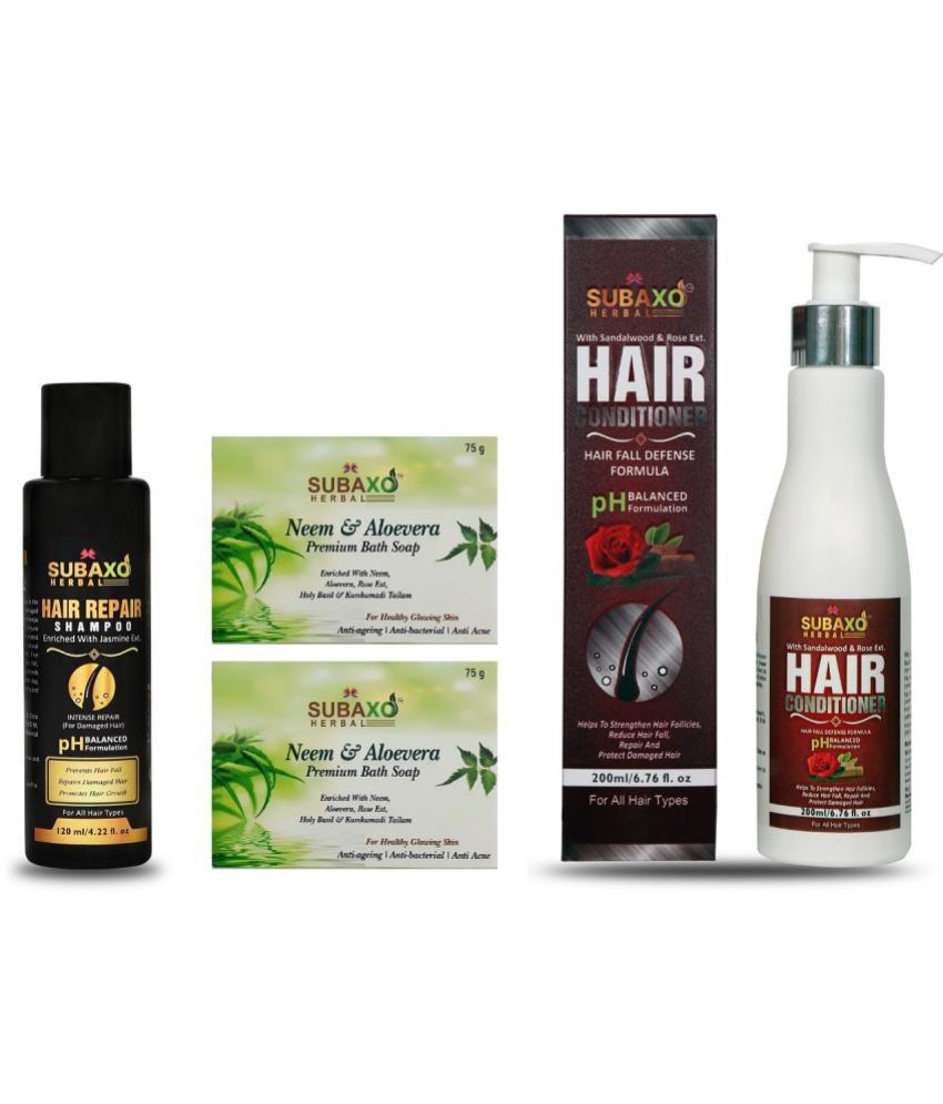     			Herbal Hair Repair Shampoo | Prevents Hair Breakage & Split Ends| 120 Ml & Neem Aloevera Beauty Soap (2 Pc) Each 75 G & Anti Hair Fall Herbal Hair Conditioner 200 Ml