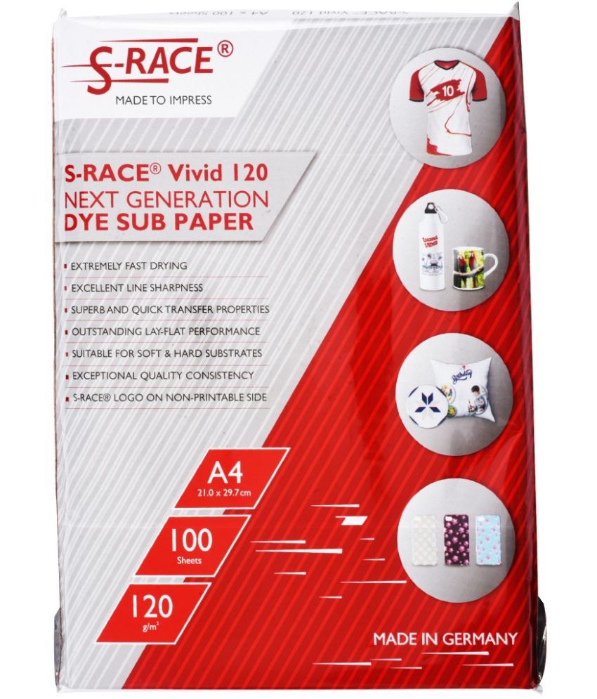     			S-RACE Vivid Matt Dye Sublimation Paper 120GSM (A4 size, 100 sheets)