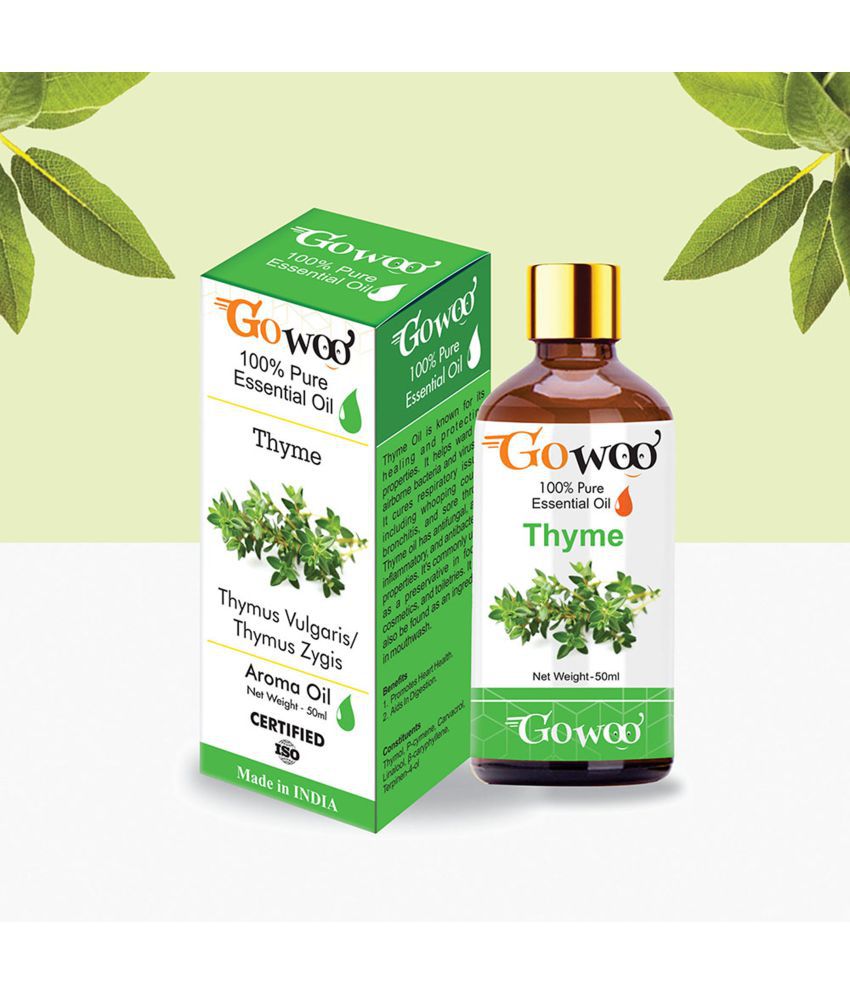     			GO WOO 100% PURE Thyme Oil - Therapeutic Grade - Perfect for Aromatherapy, Relaxation, and Skin Therapy (50ml)