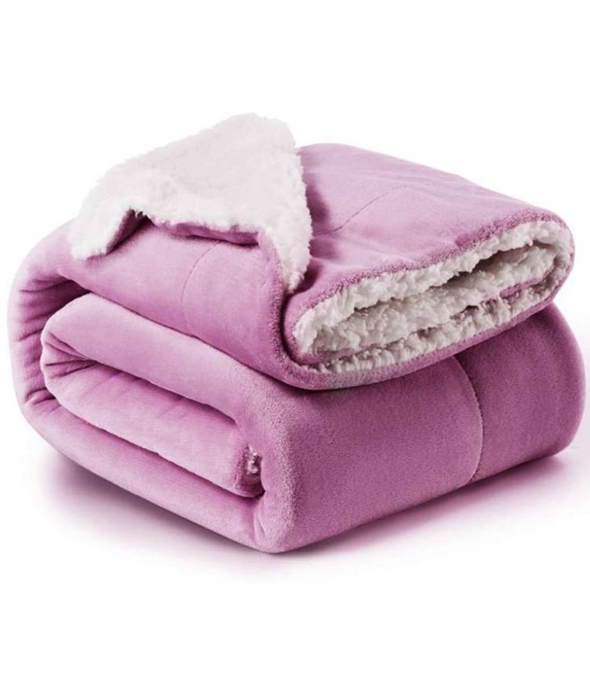 HOMETALES - Pink Sherpa Heavy Winter Single Blanket ( Pack of 1 )