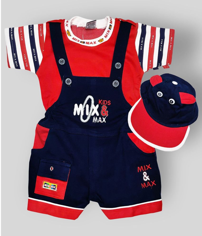     			LITTLE PANDA - Navy Cotton Baby Boy Dungaree Sets ( Pack of 1 )