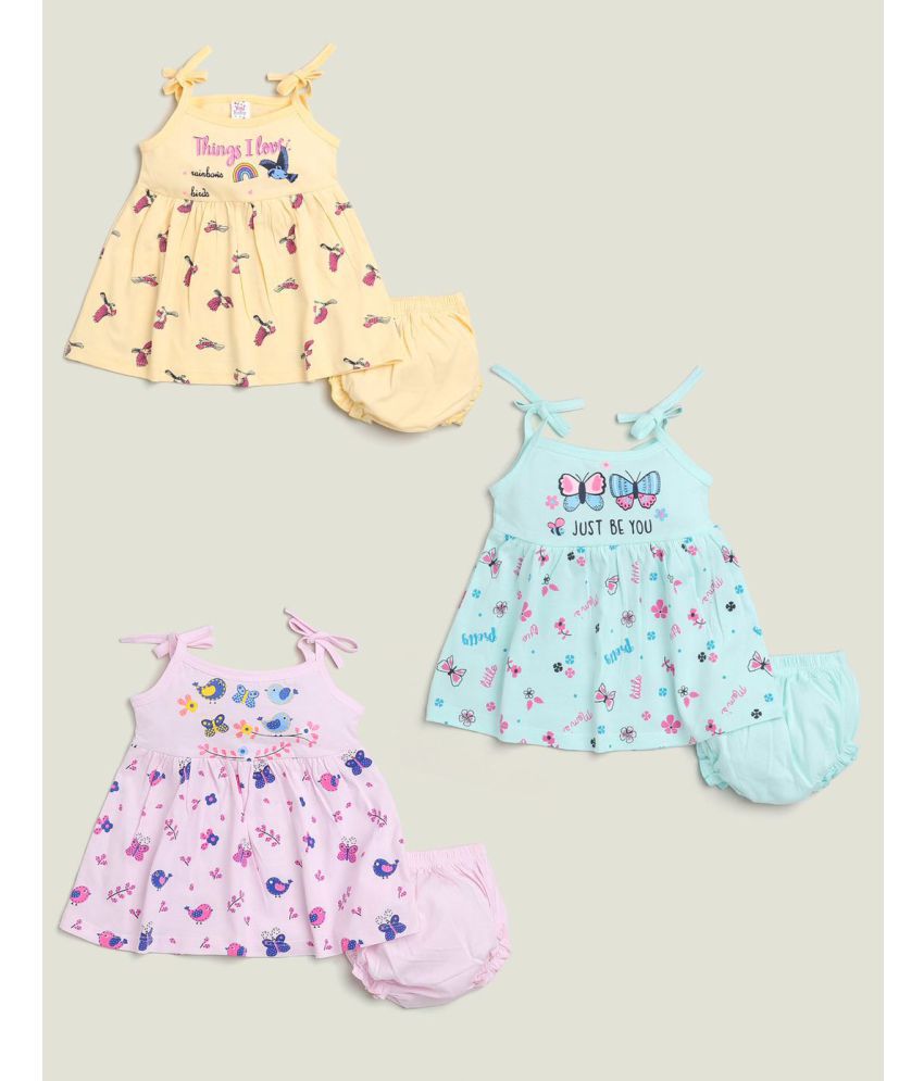     			Mars Infiniti - Yellow & Pink Cotton Baby Girl Frock ( Pack of 3 )
