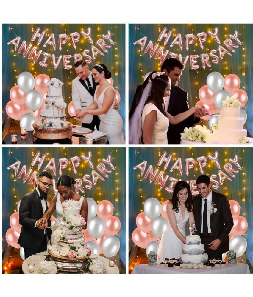 Party Propz Happy Anniversary Decoration Kit For Home 22 Items Rose