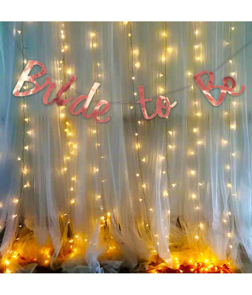     			Party Propz Rose gold Bride to Be Decoration Set 2Pcs with Bride to Be Banner and Led Fairy Light Bridal Shower Decorations Items Bachelorette Props