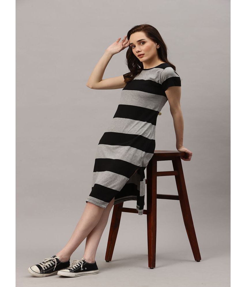     			Rigo - Grey Cotton Women's Side Slit Dress ( Pack of 1 )