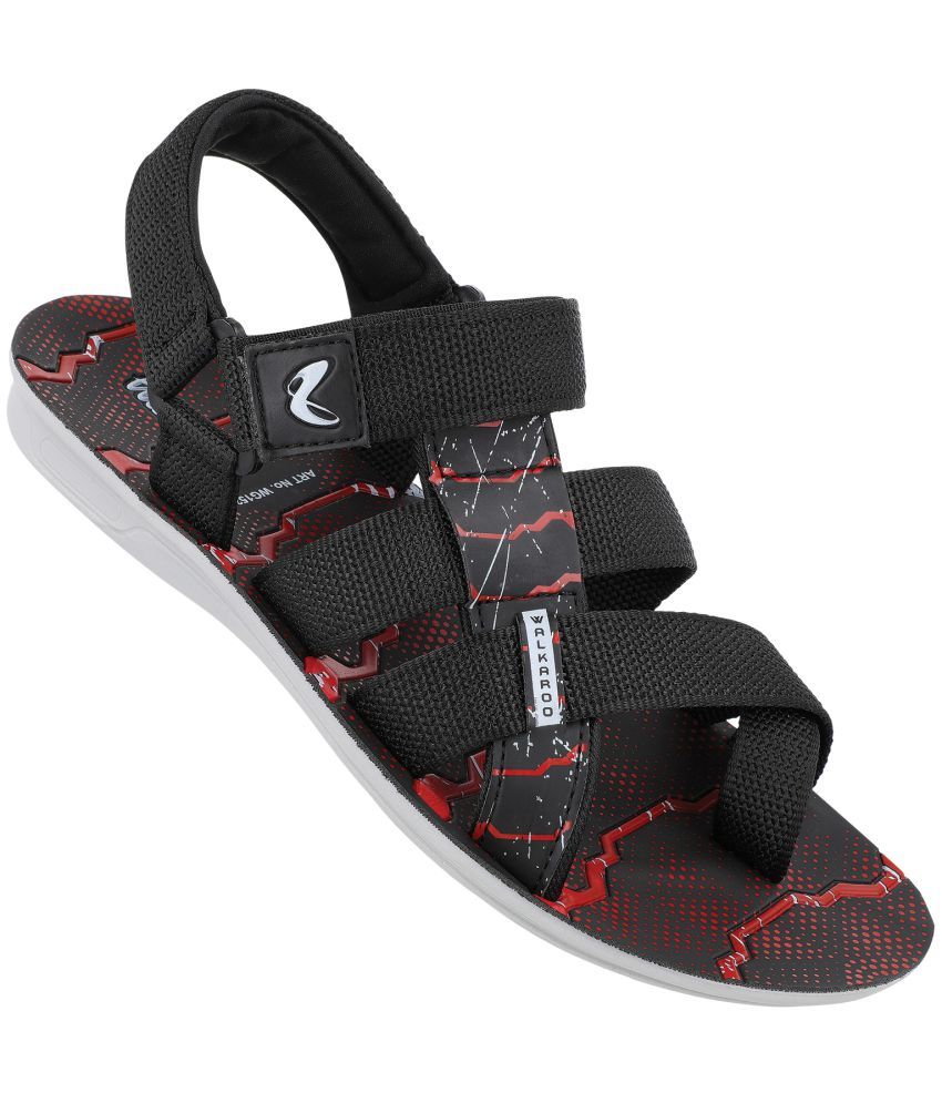 Walkaroo Black Men's Floater Sandals Buy Walkaroo Black Men's
