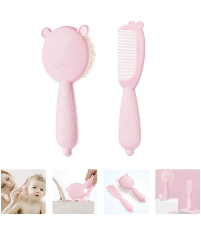     			CHILDCHIC 1 Set of Baby Goat Hair Brush and Comb, Natural Bristles for Newborns and Toddlers (Pink)