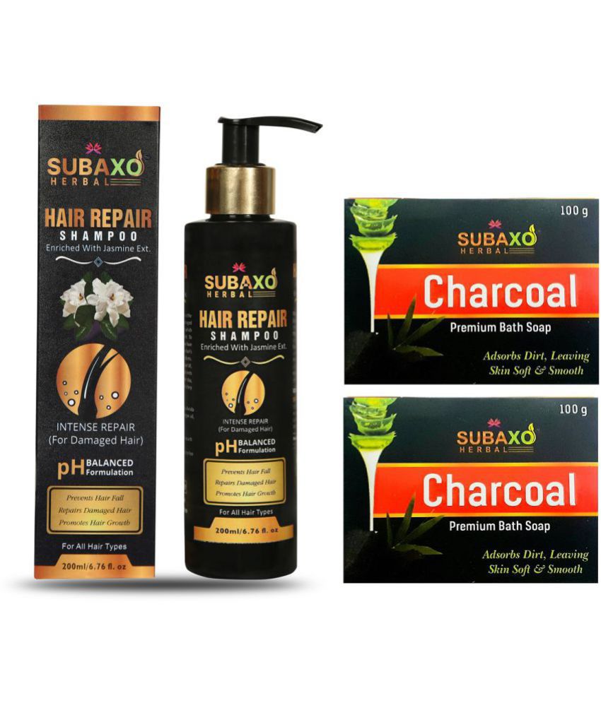     			Herbal Hair Repair Shampoo | Repair Damage Hair & Promotes Hair Growth 200 Ml & Charcoal Soap 2 Pc Each 100 G