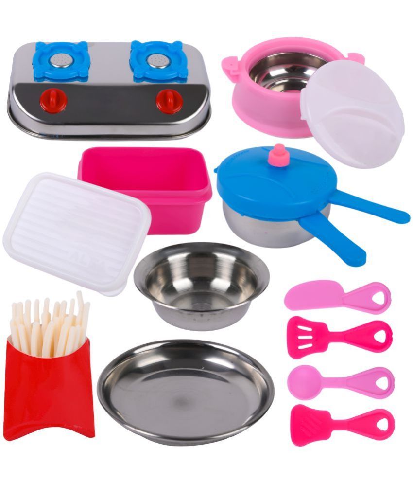 WISHKEY Kitchen Set For Kids With 14 Mini Cooking & Serving Food