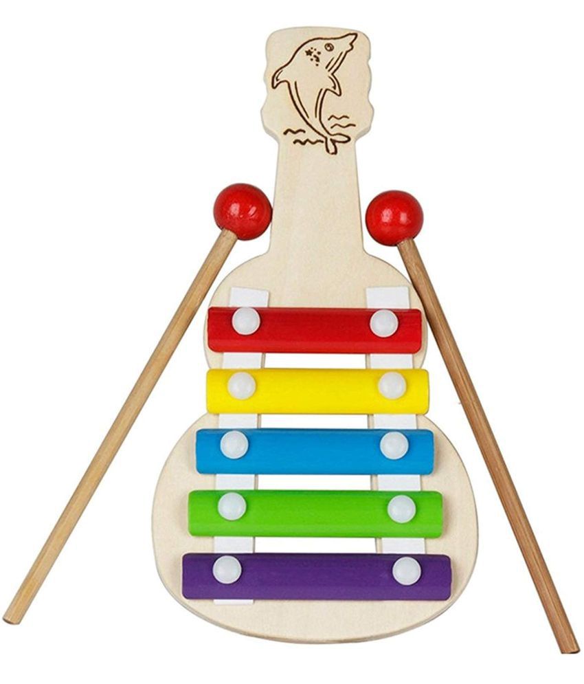     			Channapatna Toys Xylophone Guitar Wooden (5 Nodes) | Kids First Musical Sound Instrument Toy | Babies Toddlers 6 Months + (Small Guitar Xylo)