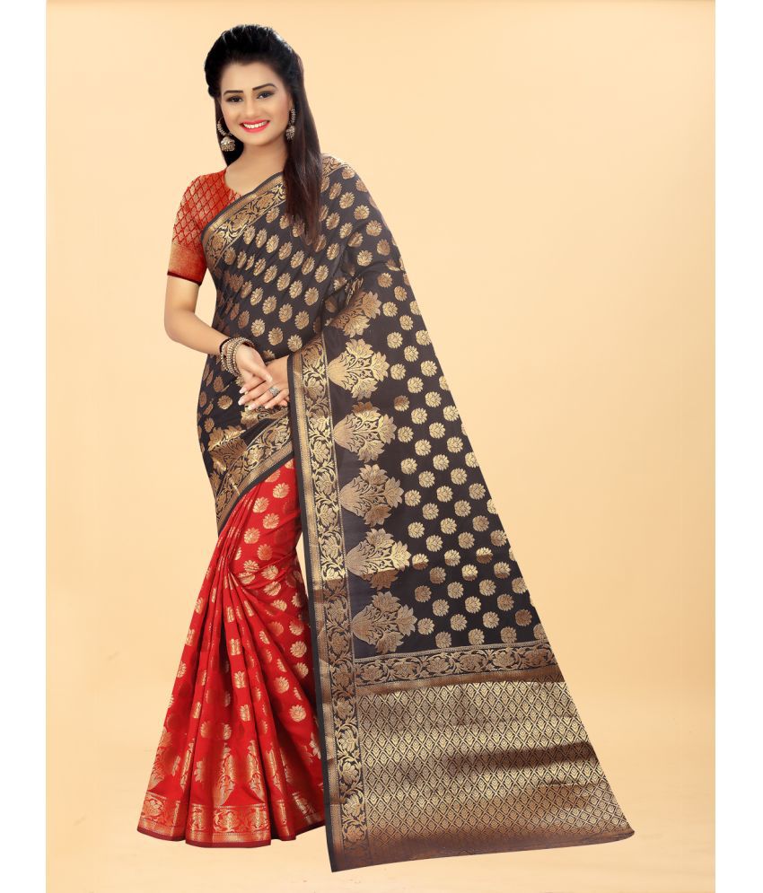     			Gazal Fashions - Black Banarasi Silk Saree With Blouse Piece ( Pack of 1 )