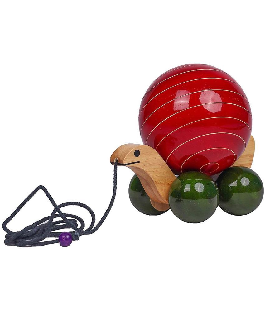     			Channapatna Toys Walk-A-Long Wooden Pull Along Toy Snail for 12 Months & Above Kids, Toddlers, Infant & Preschool Toys with Attached String- Encourage Walking, Develop Hand-Eye Coordination and Gross Motor Skills