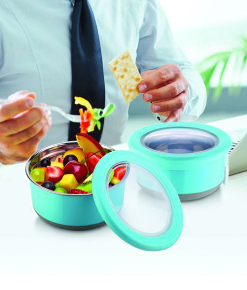 HOMETALES Stainless Steel(Inner) Microwave Safe Lunch/Tiffin Box,325ml