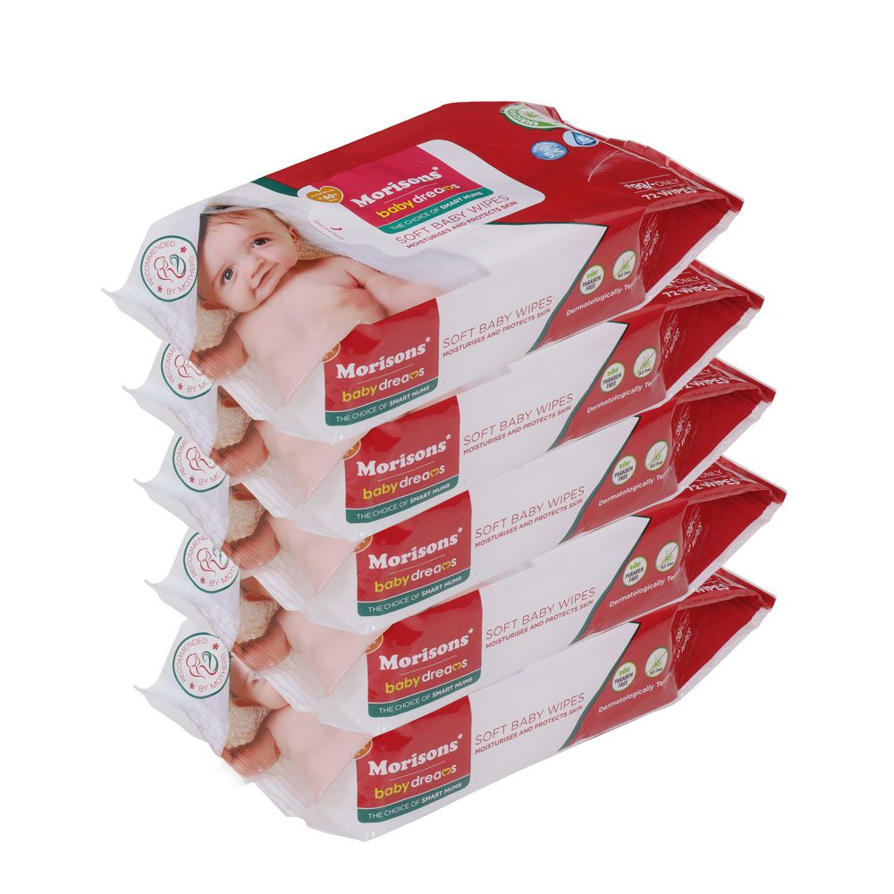 Morisons Baby Dreams Baby Wipes 72s Combo (Pack of 5)