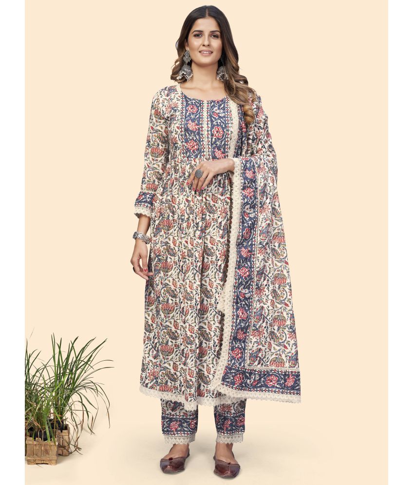     			Vbuyz - Beige A-line Cotton Women's Stitched Salwar Suit ( Pack of 1 )