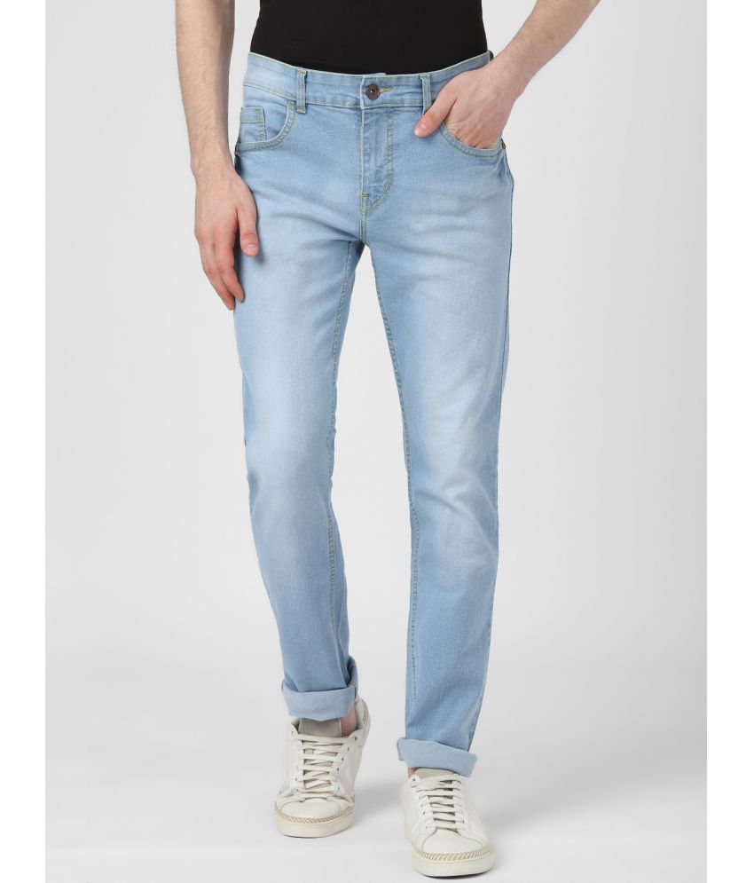UrbanMark Men Slim Fit Mild Wash Light Blue Stretchable Jeans